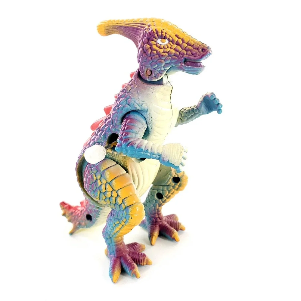 Vintage 1993 New-Ray Walking Purple/Pink Wind Up Dinosaur Parasaurolophus Tested